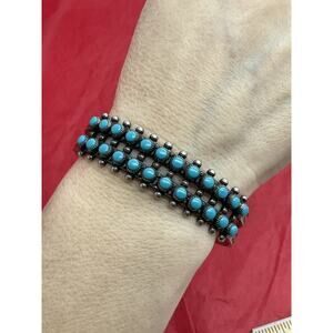 Fred Harvey Bell Trading Sterling Silver 925 Turquoise Cuff Bracelet